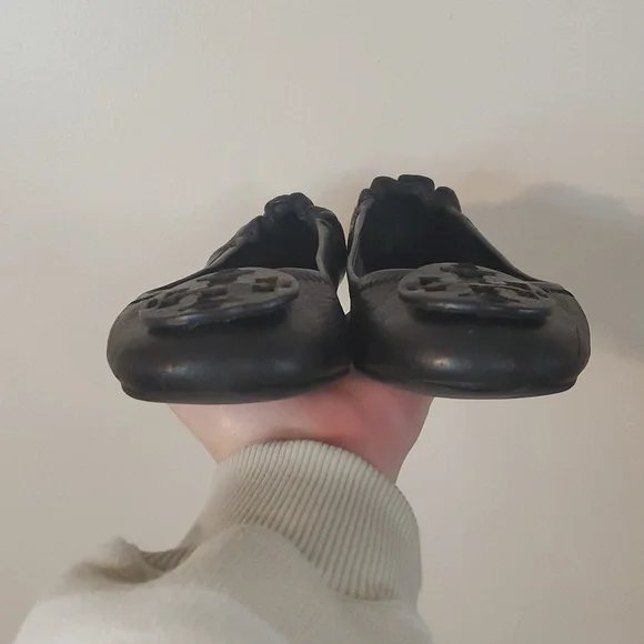 Tory Burch Black Leather Ballet Flats Size 8 Minimalist Preppy Office Attire - Picture 10 of 16